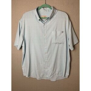 HUK Shirt Mens Size XXL Blue Plaid Kona Short Sleeve Fishing Button Down